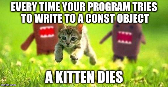 Don't write to immutable objects via mutable designators!